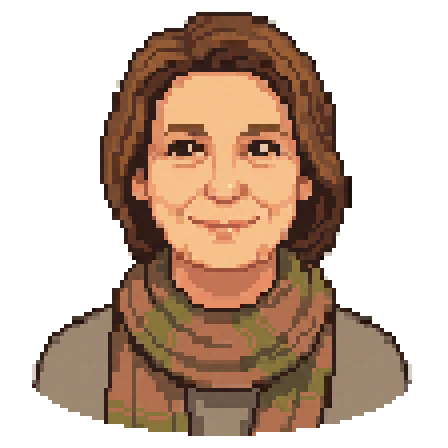Rosa, wearing a scarf