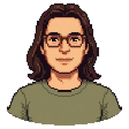 Sam, wearing glasses and a green tee